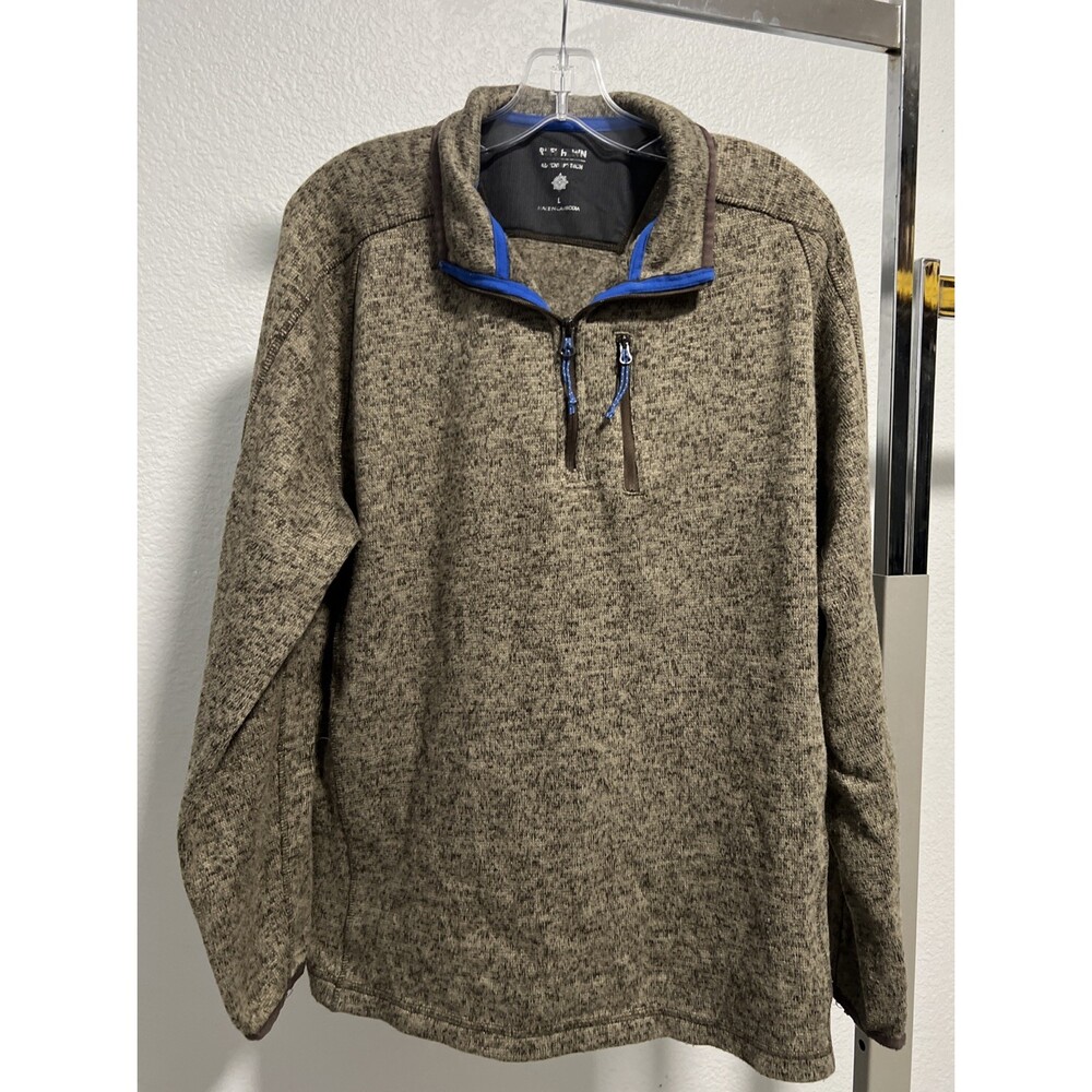 Ruff Hewn Adventure Tech 1/4 Zip Sweater Pullover Brown Outdoors Mens Large
